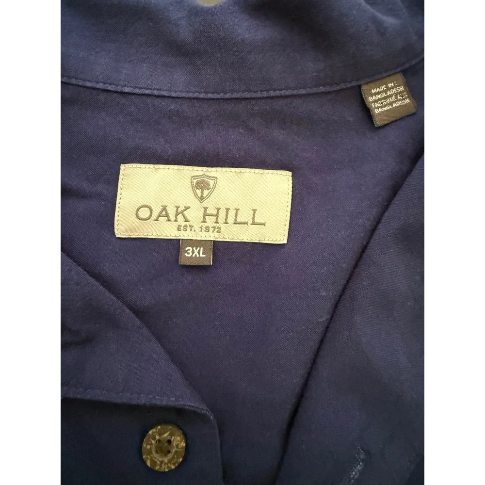Oak Hill Resort Camp Shirt Men 3XL Blue Hawaiian Loop Collar SS Casual Button-Up - Picture 4 of 11